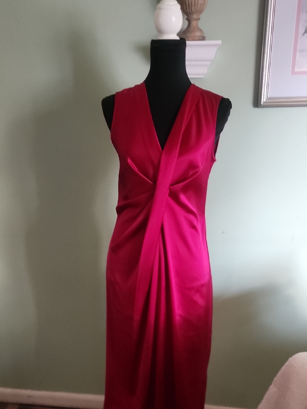 Sleeveless Twist-Front Fuchsia Cocktail Dress